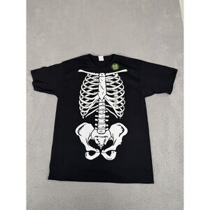 Glow In The Dark Skeleton Shirt Mens Large‎ Black Graphic Halloween Costume Tee
